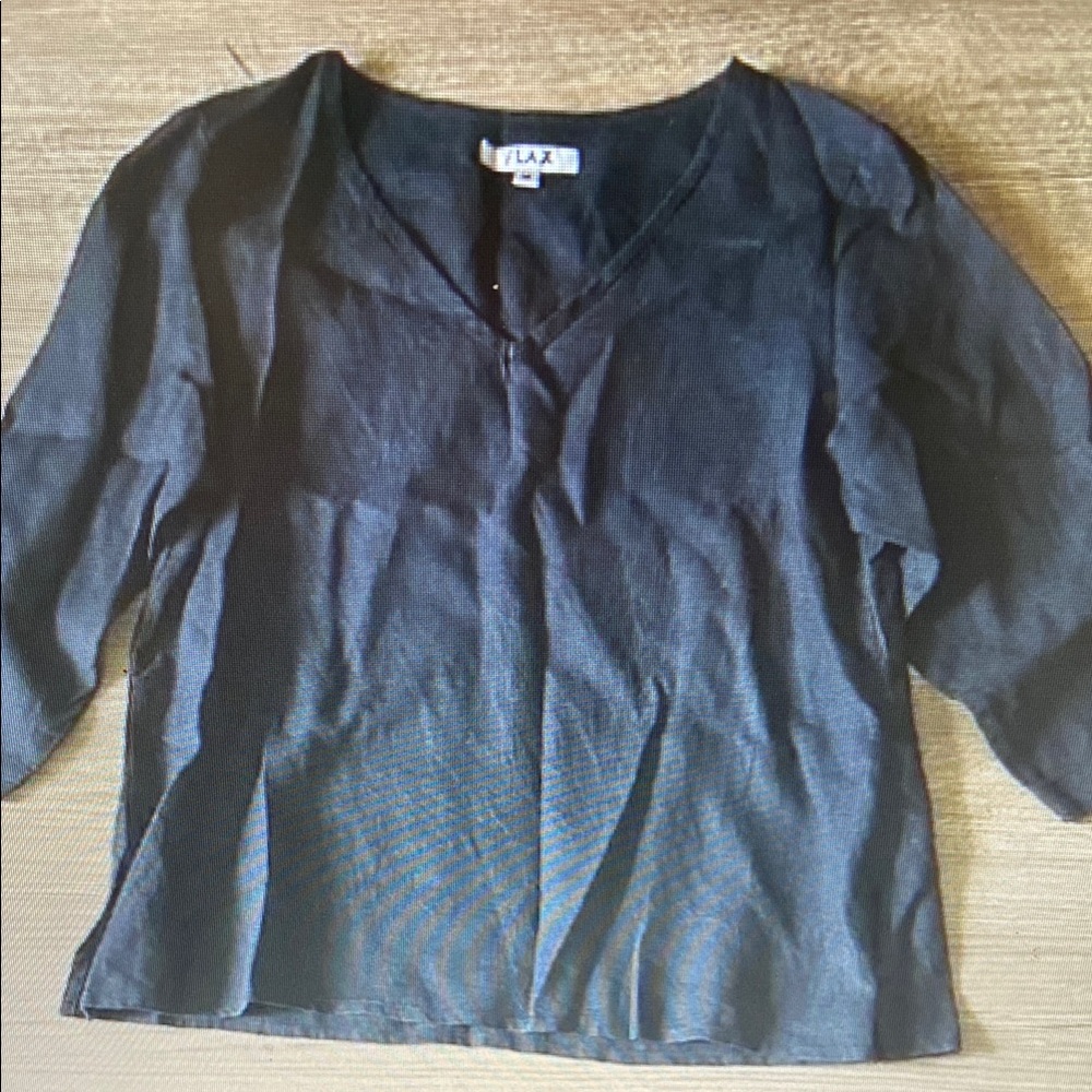 Flax Black Linen Women's Blouse